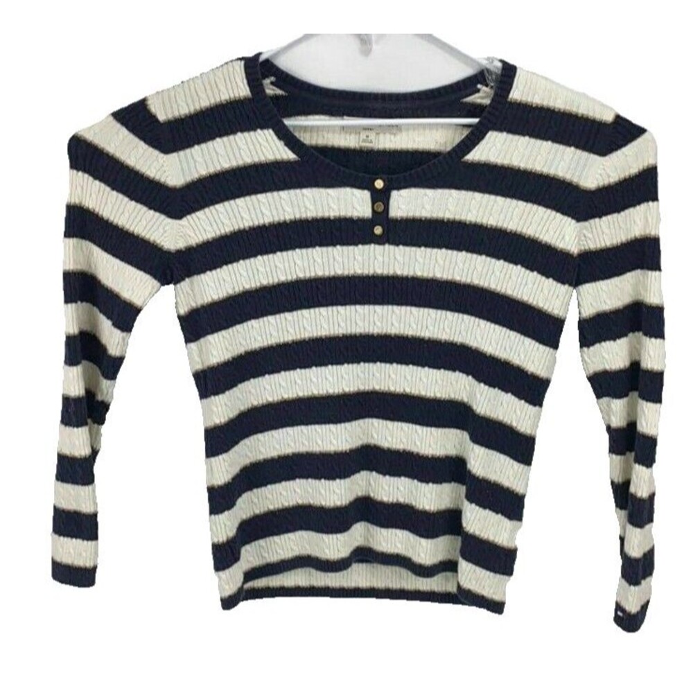 Tommy Hilfiger Navy White Striped Button Pullover Shirt Womens Plus Size 1X